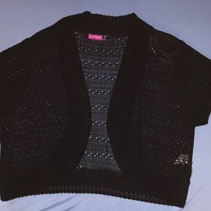 Say What? Black knit shrug cropped